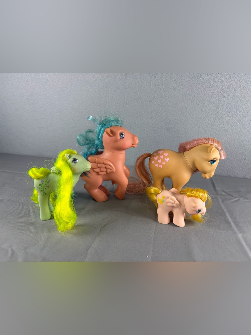 My Little Pony Vintage 80’s Set of 4 Peach Winged Pony with Teal Mane